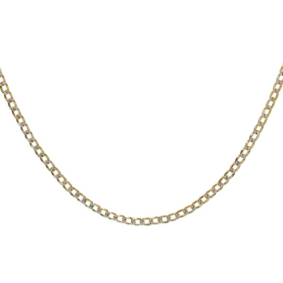 Curb Link 18K Gold Over Silver Solid Chain - Picture 1 of 6